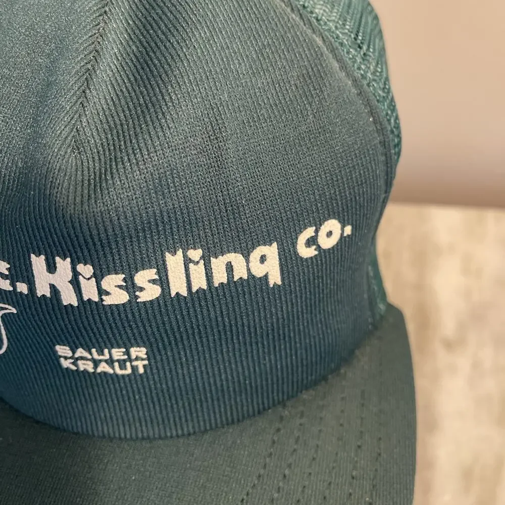 Vintage A.C. Kissling co. sauer kraut. green trucker hat Foam Breakdown